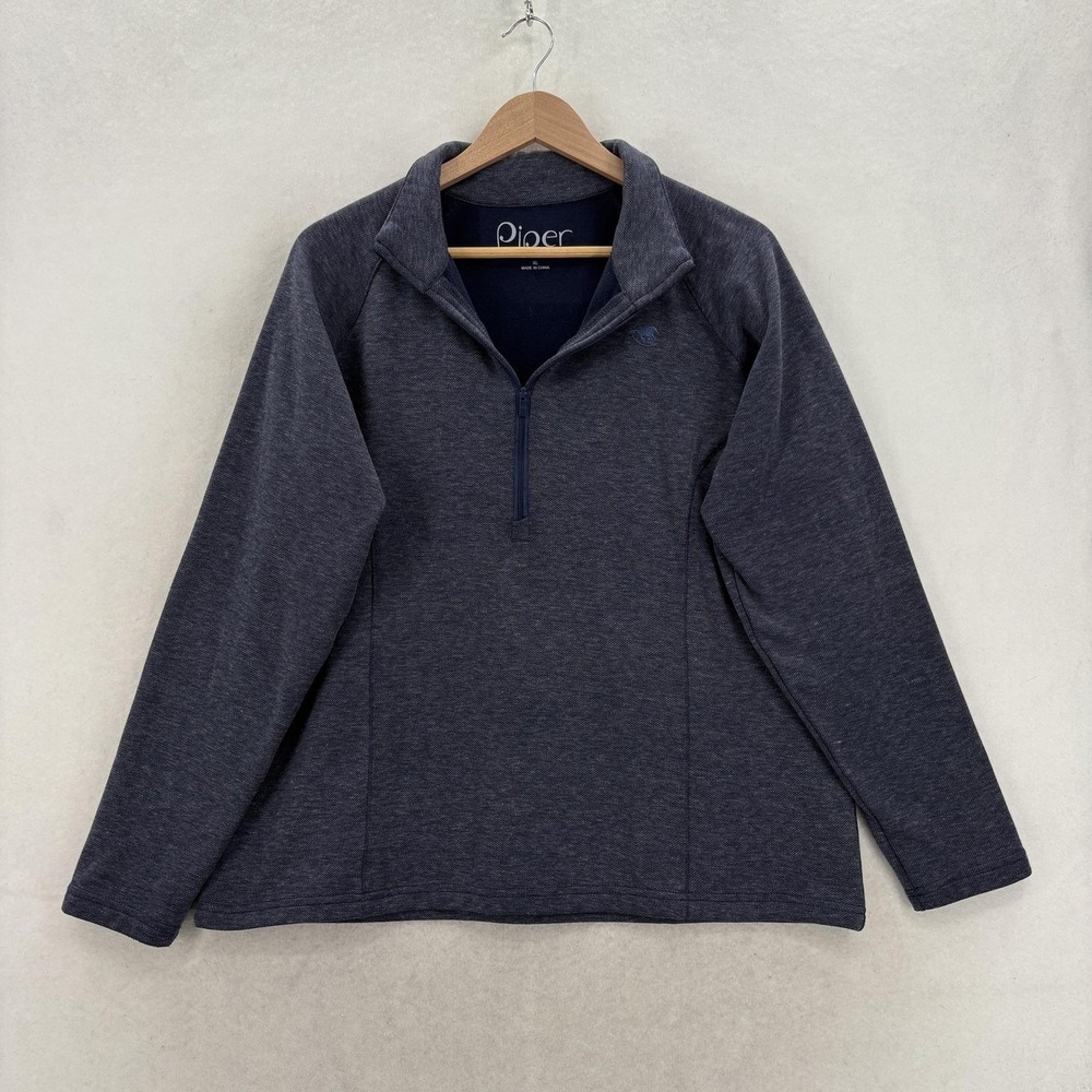 Piper By SmartPak Fleece Sweatshirt Womens XL Blue 1/4 Zip Mock Neck Riding Top